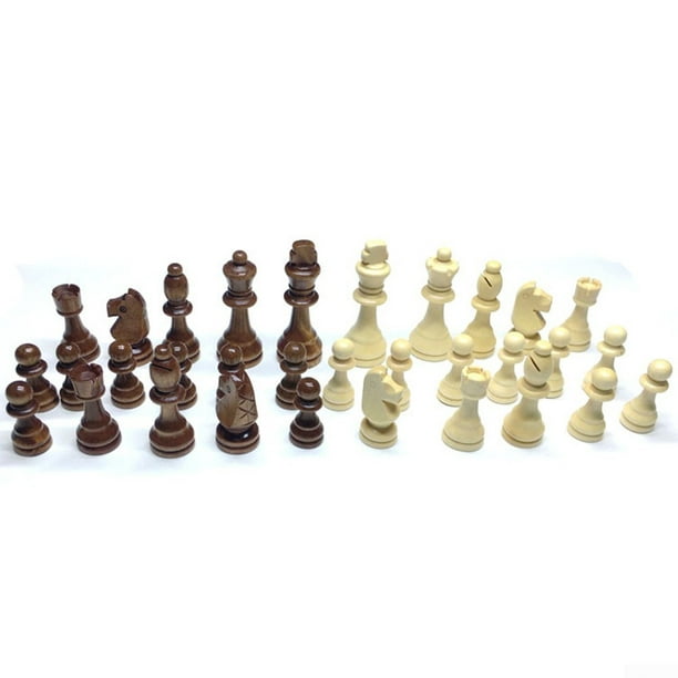 32 Piece Wooden Carved Small Chess Pieces Hand Crafted Set 65//91mm King Tool Kit